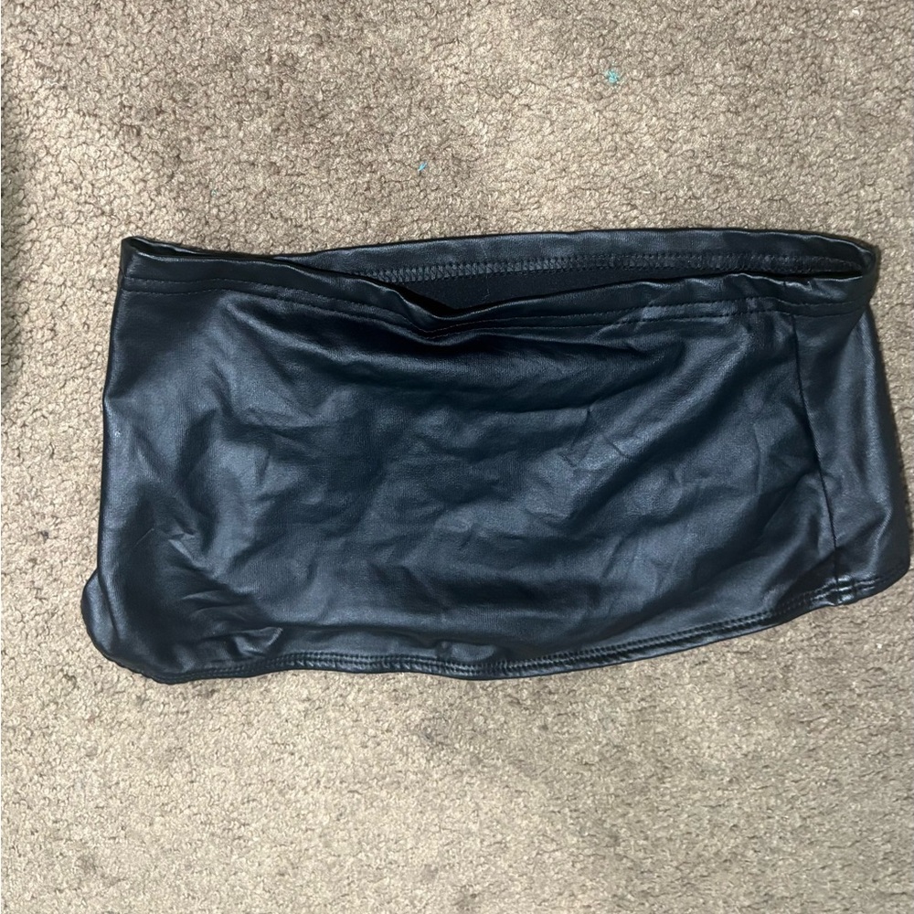 Hot Topic Black Faux Leather Tube Top